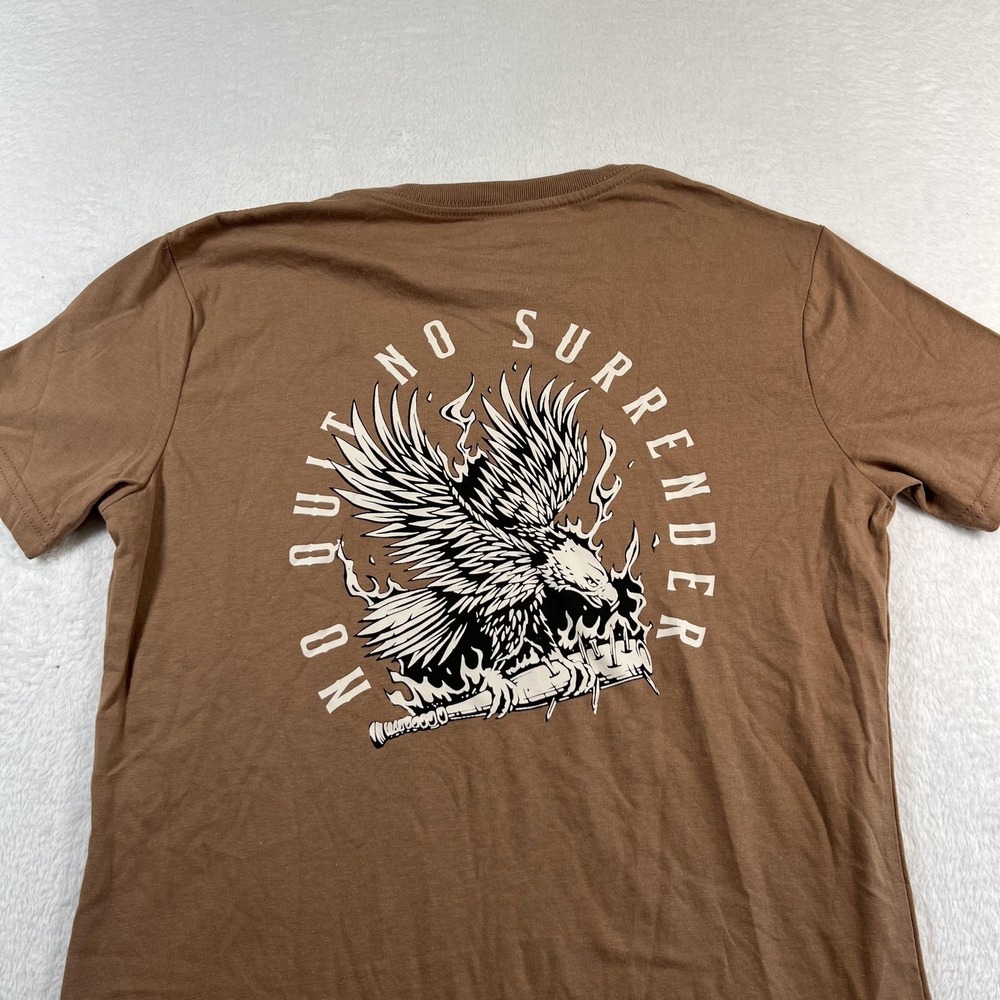 The Lift Box Shirt Mens Large Brown No Quit No Surrender Eagle Gym Graphic Tee